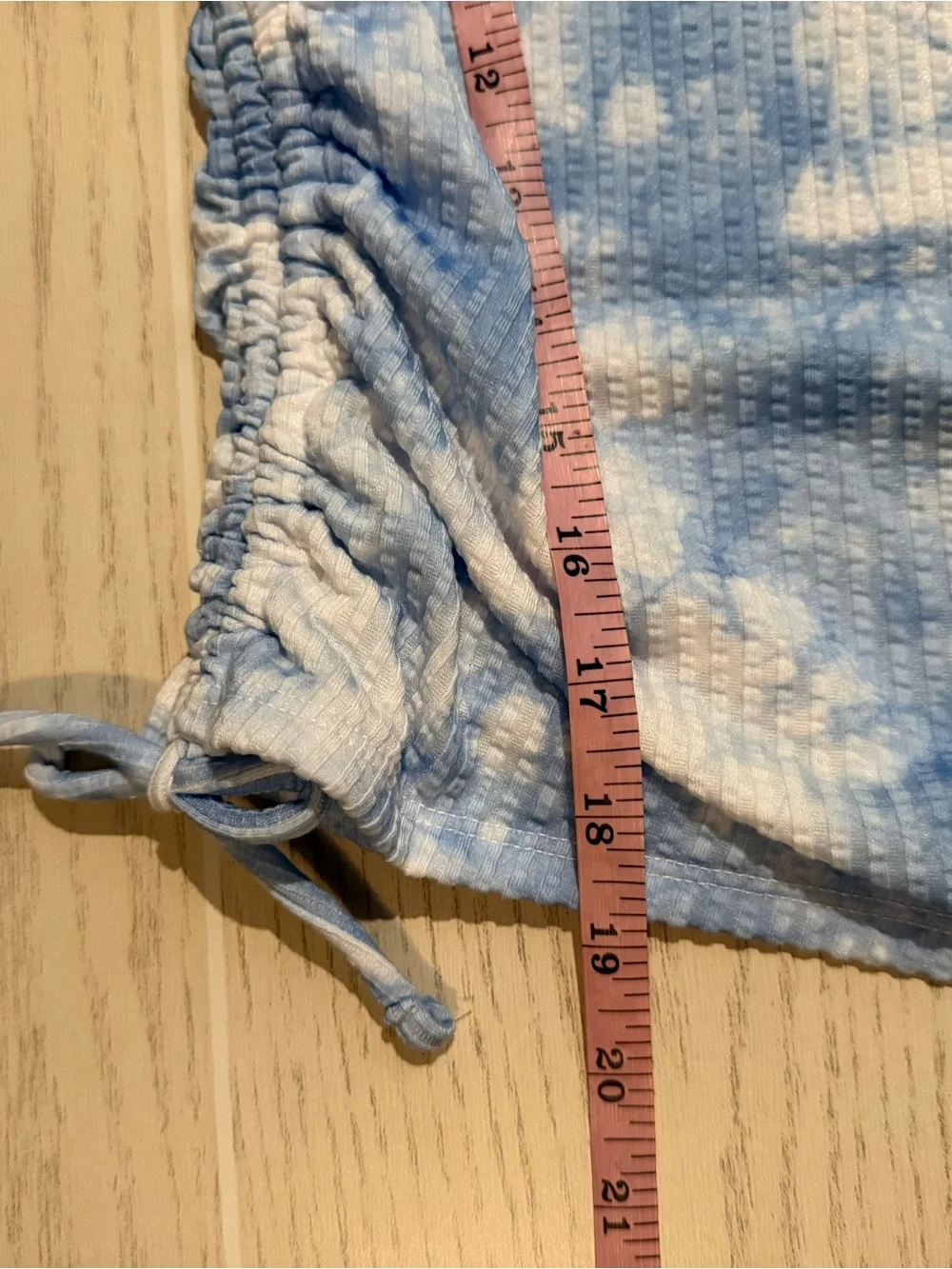 Justice Girls XL 16/18 Blue White Tie Dye Ribbed Cinch Side Top NWT
